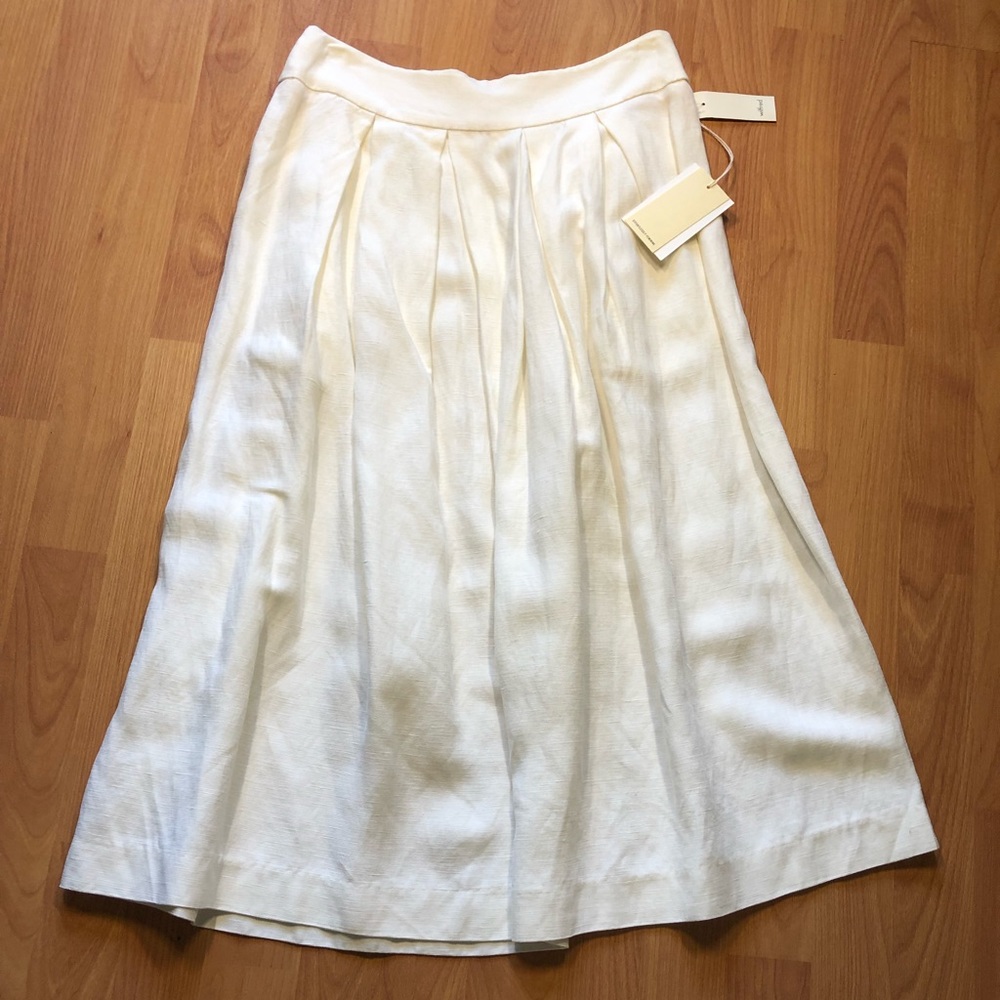Linen blend White Midi skirt